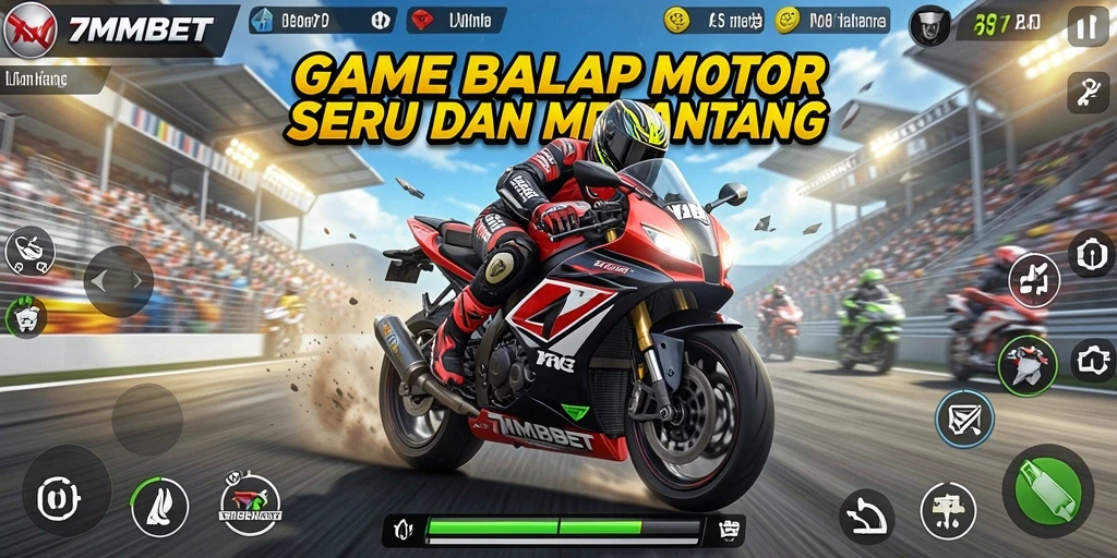Tampilan menarik dari gameplay balap motor di 7MMBET.