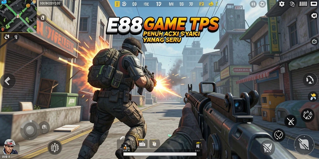 Tangkapan layar gameplay E88 menunjukkan aksi seru di medan perang.