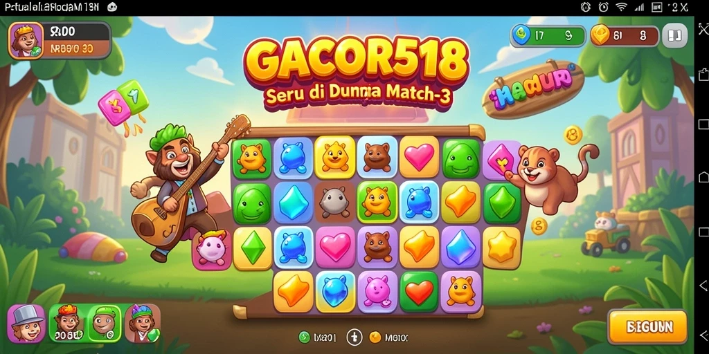 Screenshot utama GACOR518 menampilkan gameplay Match-3 yang seru dan menantang.