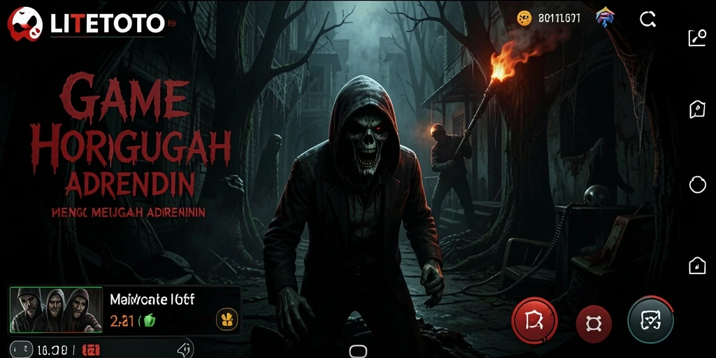 Gameplay LITETOTO menampilkan suasana horor yang mencekam dan penuh ketegangan.