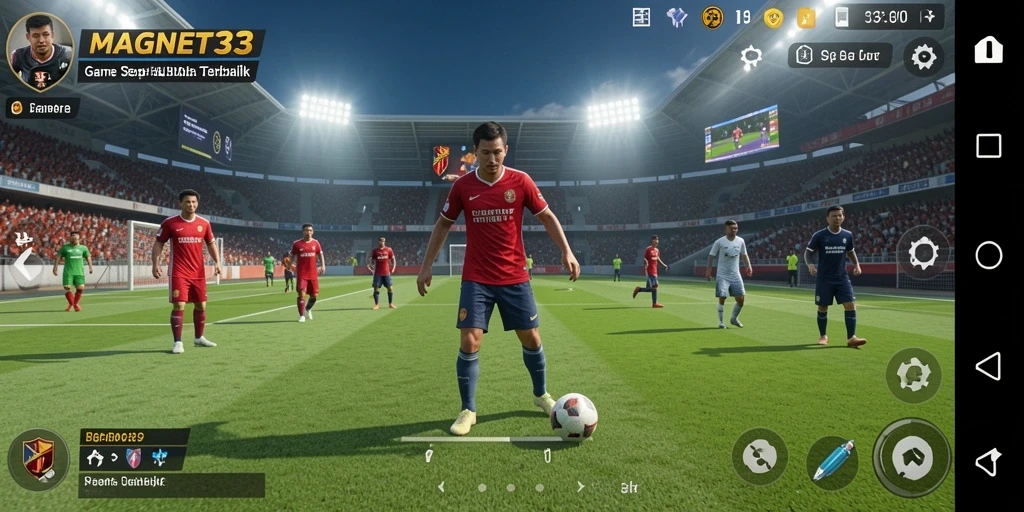 Tampilan gameplay MAGNET33 dengan aksi sepak bola yang seru.