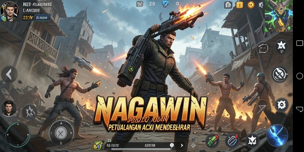 Tampilan gameplay NAGAWIN yang penuh aksi dan petualangan.