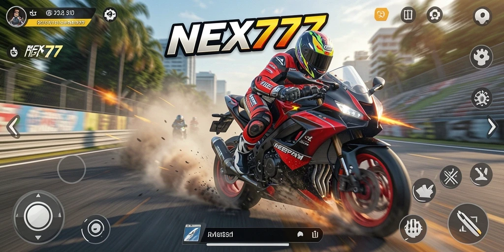 Tampilan gameplay balapan motor yang seru dan menegangkan.