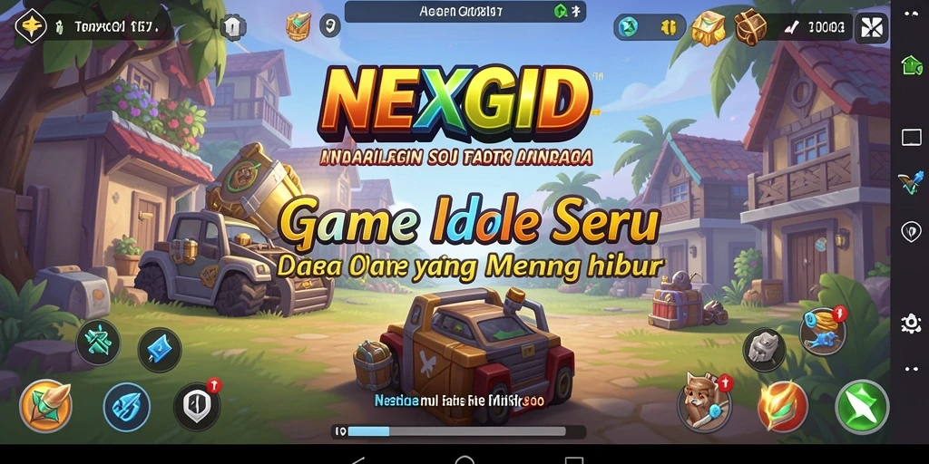 Screenshot utama NEXGID menunjukkan karakter-karakternya saat dalam mode Idle.