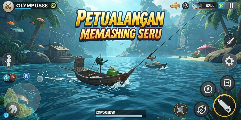 Tampilan permainan OLYMPUS88 yang seru saat memancing ikan.