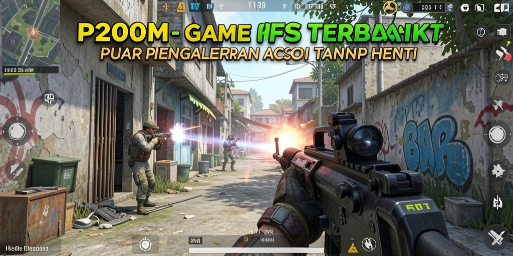 Gameplay P200M dengan aksi menegangkan di medan perang.