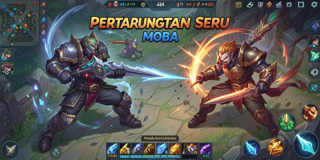 Gameplay seru dalam PP444 MOBA dengan pertarungan taktis.