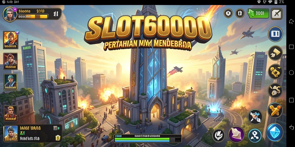Screenshot gameplay SLOT6000 menunjukkan menara yang berfungsi optimal dalam menghadapi gelombang musuh.