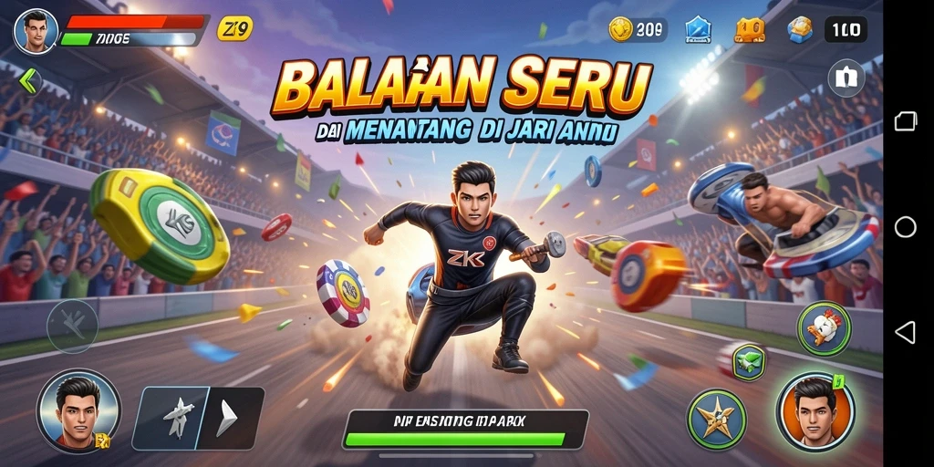 Tampilan gameplay balapan yang seru dan mendebarkan di ZK9